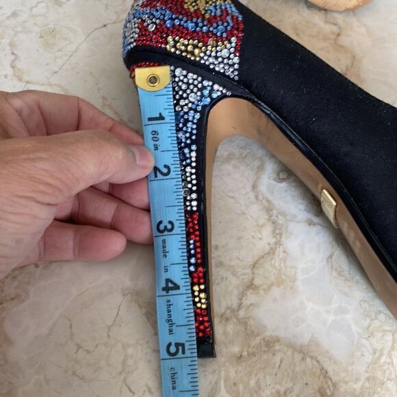 Luella Platform Stiletto Jewelled Peep Toe Party Heels - Picture 12 of 13